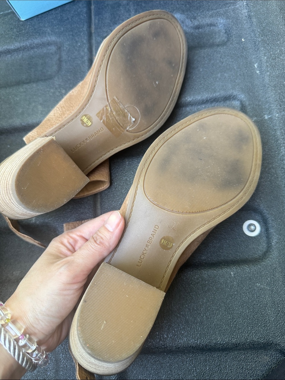 Lucky Brand Taupe Leather Open-Toe Slingback Mules - Picture 6 of 6